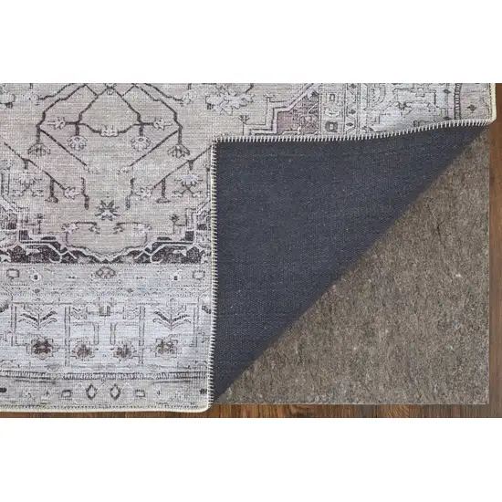 Gray Tan and Ivory Oriental Power Loom Worn Faded Washable Area Rug Photo 8