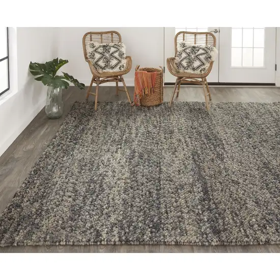 Gray Taupe And Black Wool Hand Woven Distressed Stain Resistant Area Rug Photo 5