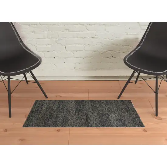 Gray Taupe And Black Wool Hand Woven Distressed Stain Resistant Area Rug Photo 2