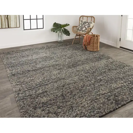 Gray Taupe And Black Wool Hand Woven Distressed Stain Resistant Area Rug Photo 4