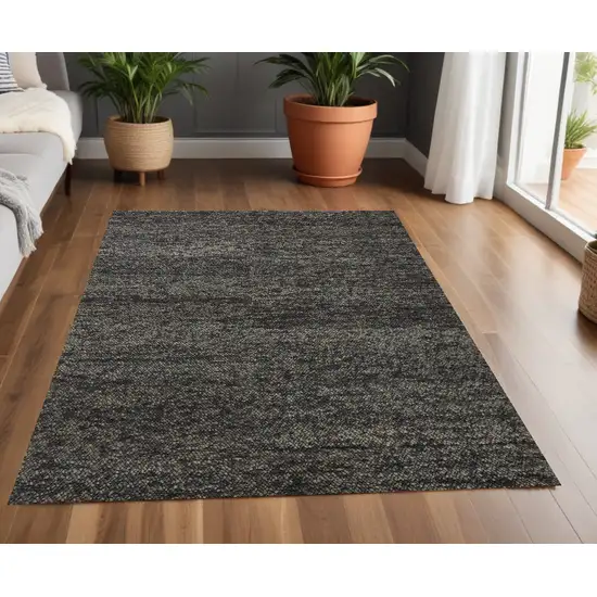 Gray and Black Wool Hand Woven Area Rug Photo 1