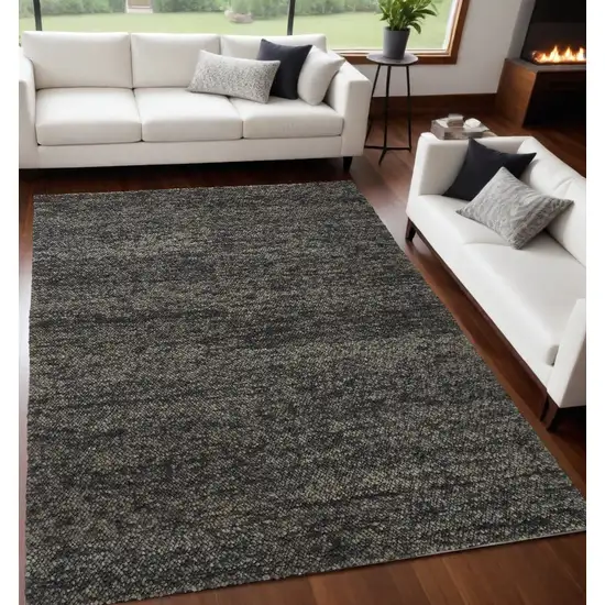 Gray and Black Wool Hand Woven Area Rug Photo 1