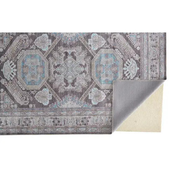 Gray Taupe And Blue Floral Area Rug Photo 1