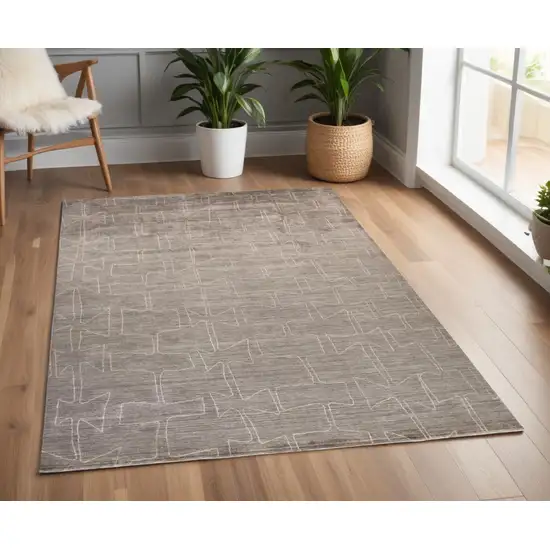 Gray and Ivory Abstract Hand Woven Area Rug Photo 1