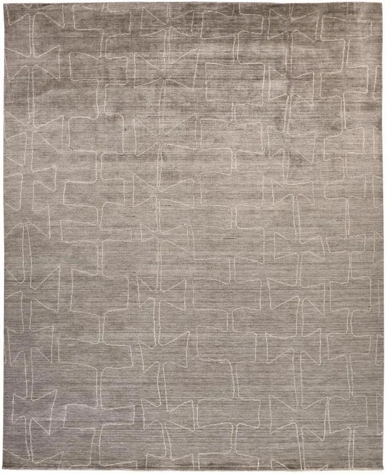 Gray Taupe And Ivory Abstract Hand Woven Area Rug Photo 1