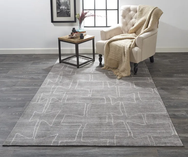 Gray Taupe And Ivory Abstract Hand Woven Area Rug Photo 1