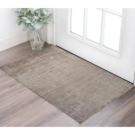 Gray and Ivory Abstract Hand Woven Area Rug Photo 1