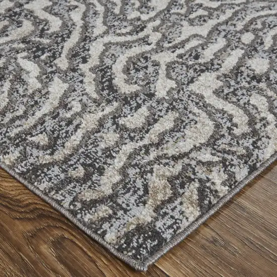 Gray Taupe And Ivory Abstract Power Loom Stain Resistant Area Rug Photo 3