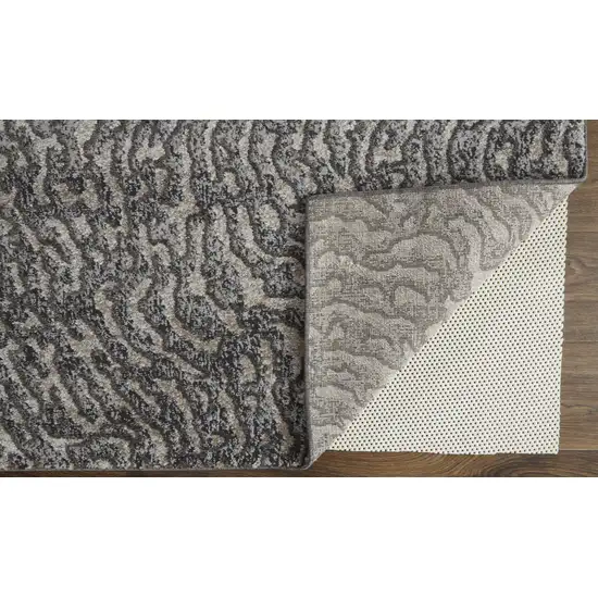 Gray Taupe And Ivory Abstract Power Loom Stain Resistant Area Rug Photo 4