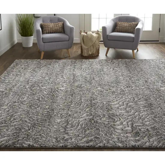 Gray Taupe And Ivory Abstract Power Loom Stain Resistant Area Rug Photo 7