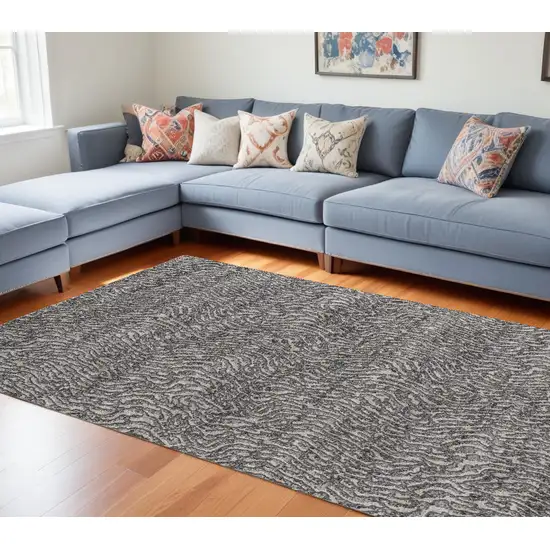 Gray and Ivory Abstract Power Loom Area Rug Photo 1