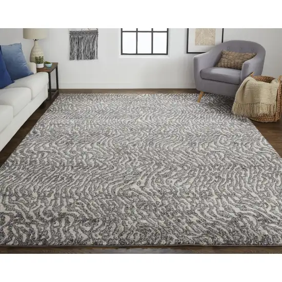 Gray Taupe And Ivory Abstract Power Loom Stain Resistant Area Rug Photo 2