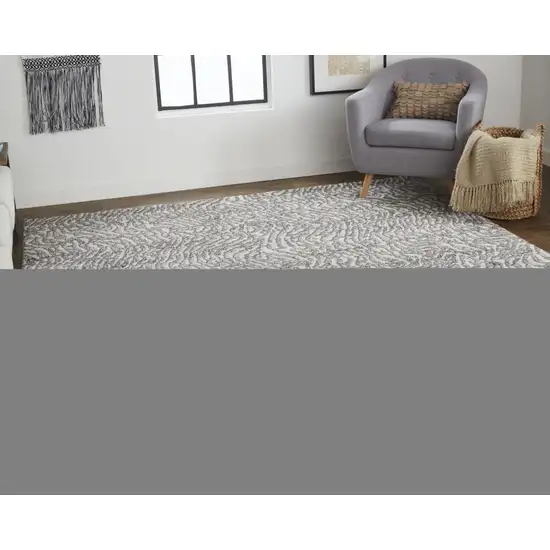 Gray Taupe And Ivory Abstract Power Loom Stain Resistant Area Rug Photo 3