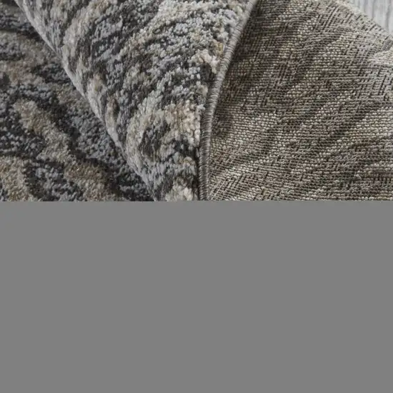 Gray Taupe And Ivory Abstract Power Loom Stain Resistant Area Rug Photo 9