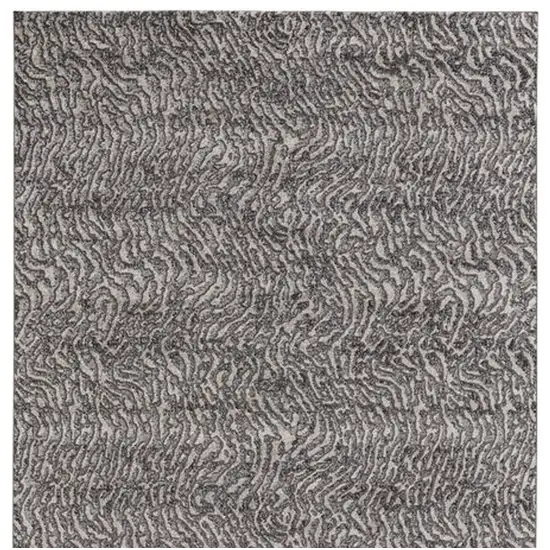 Gray and Ivory Abstract Power Loom Area Rug Photo 5