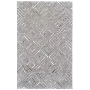 Photo of Gray Taupe And Ivory Geometric Hand Woven Area Rug