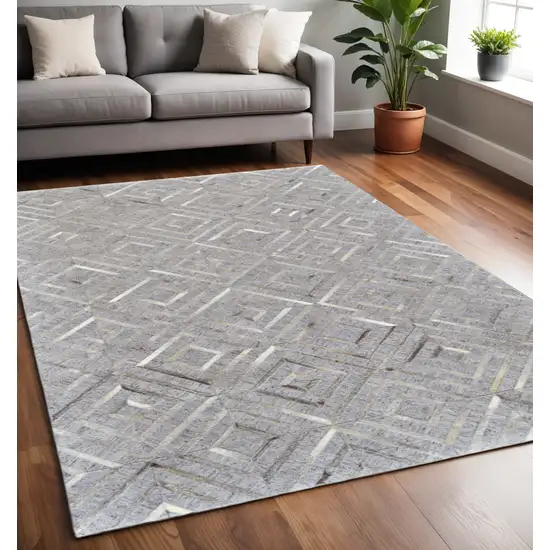 Gray and Ivory Geometric Hand Woven Area Rug Photo 1