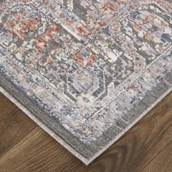 Gray Taupe And Pink Floral Power Loom Area Rug Photo 3