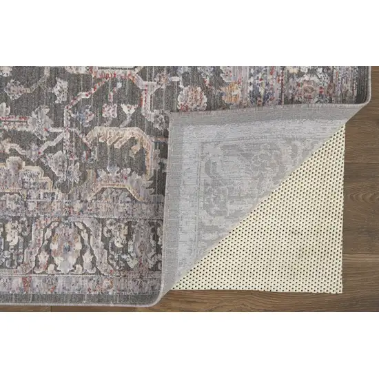 Gray Taupe And Pink Floral Power Loom Area Rug Photo 4