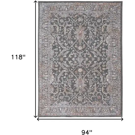 Gray Taupe And Pink Floral Power Loom Area Rug Photo 10