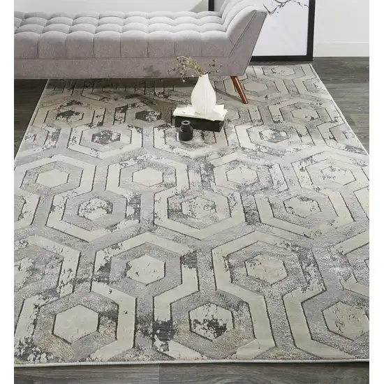 Gray Taupe And Silver Abstract Area Rug Photo 8