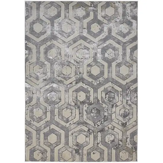 Gray Taupe And Silver Abstract Area Rug Photo 2