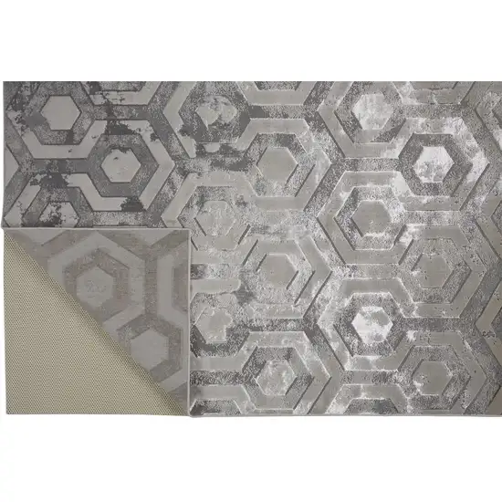 Gray Taupe And Silver Abstract Stain Resistant Area Rug Photo 6