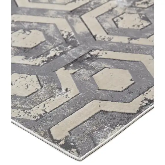 Gray Taupe And Silver Abstract Stain Resistant Area Rug Photo 5