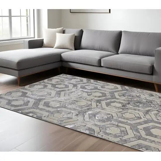 Gray Abstract Non Skid Area Rug Photo 1