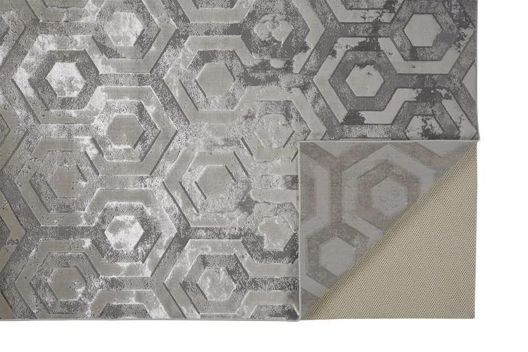 Gray Taupe And Silver Abstract Stain Resistant Area Rug Photo 1