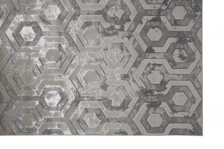 Gray Taupe And Silver Abstract Stain Resistant Area Rug Photo 3