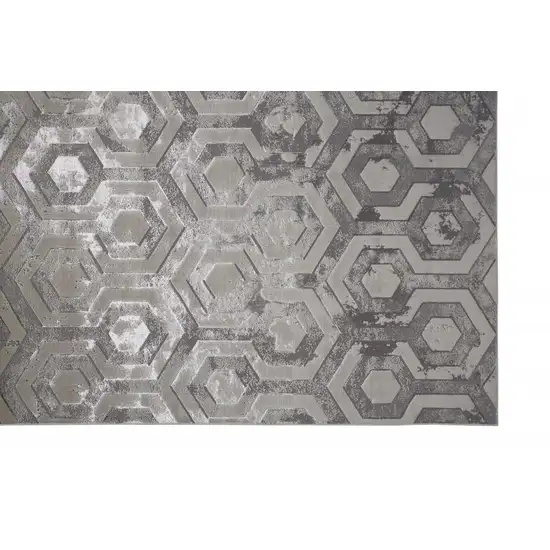 Gray Taupe And Silver Abstract Stain Resistant Area Rug Photo 3