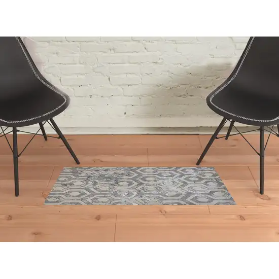 Gray Taupe And Silver Abstract Stain Resistant Area Rug Photo 4