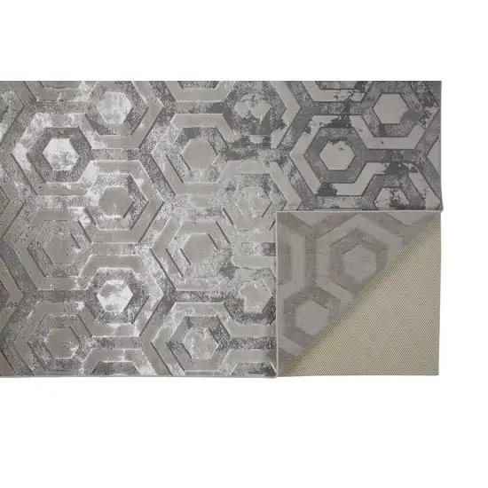 Gray Taupe And Silver Abstract Stain Resistant Area Rug Photo 1