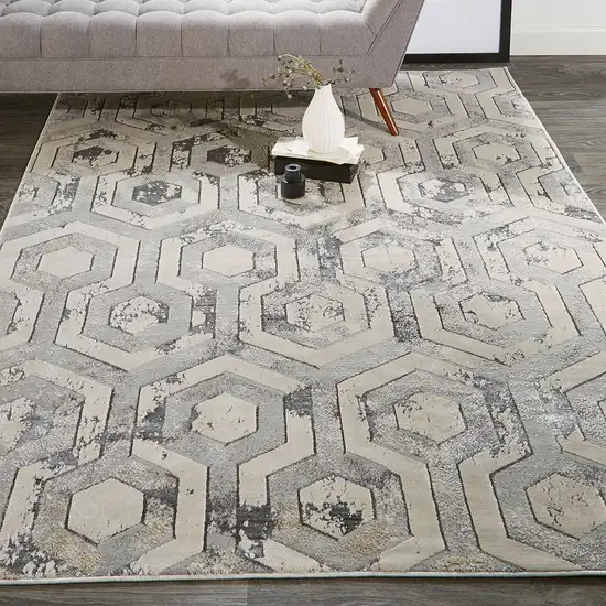 Gray Taupe And Silver Abstract Stain Resistant Area Rug Photo 7