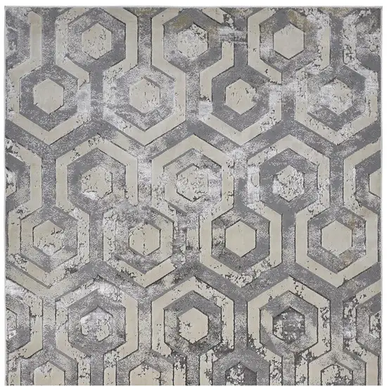 Gray Taupe And Silver Abstract Stain Resistant Area Rug Photo 7