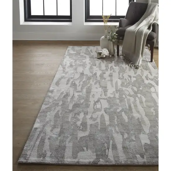 Gray Taupe And Silver Abstract Tufted Handmade Area Rug Photo 6