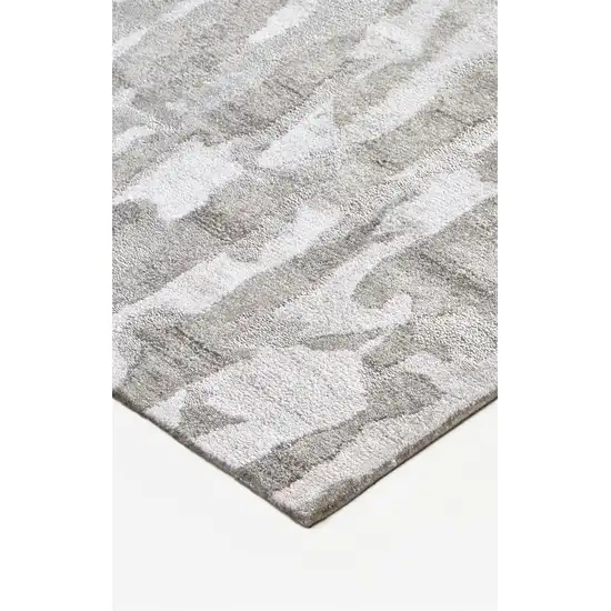 Gray Taupe And Silver Abstract Tufted Handmade Area Rug Photo 5