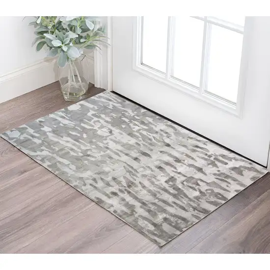 Gray Abstract Hand Tufted Area Rug Photo 2