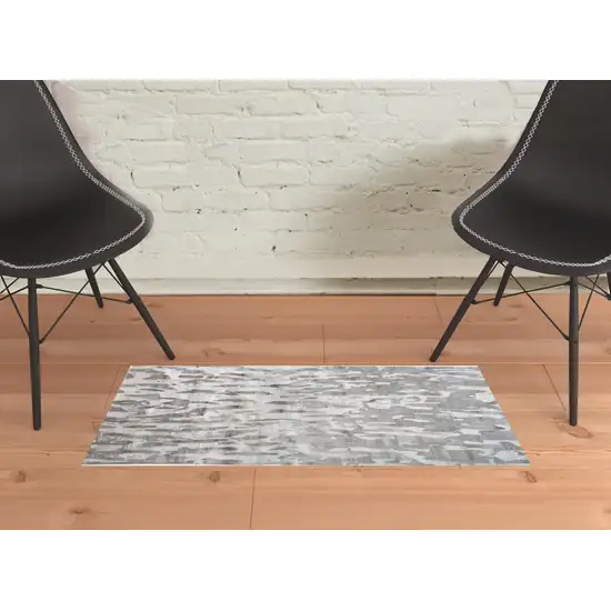 Gray Taupe And Silver Abstract Tufted Handmade Area Rug Photo 4