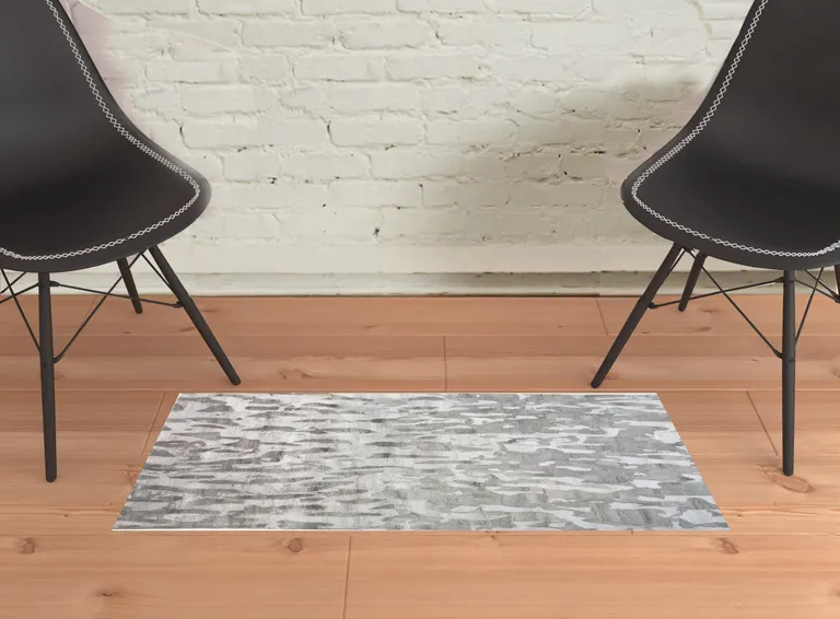 Gray Taupe And Silver Abstract Tufted Handmade Area Rug Photo 4