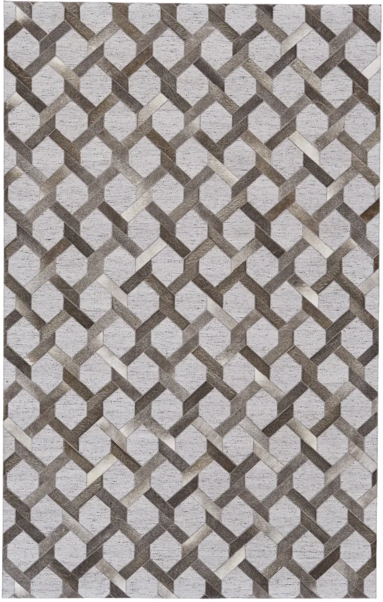 Gray Taupe And Silver Geometric Hand Woven Area Rug Photo 1