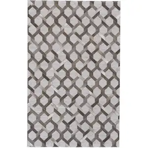 Photo of Gray Taupe And Silver Geometric Hand Woven Area Rug