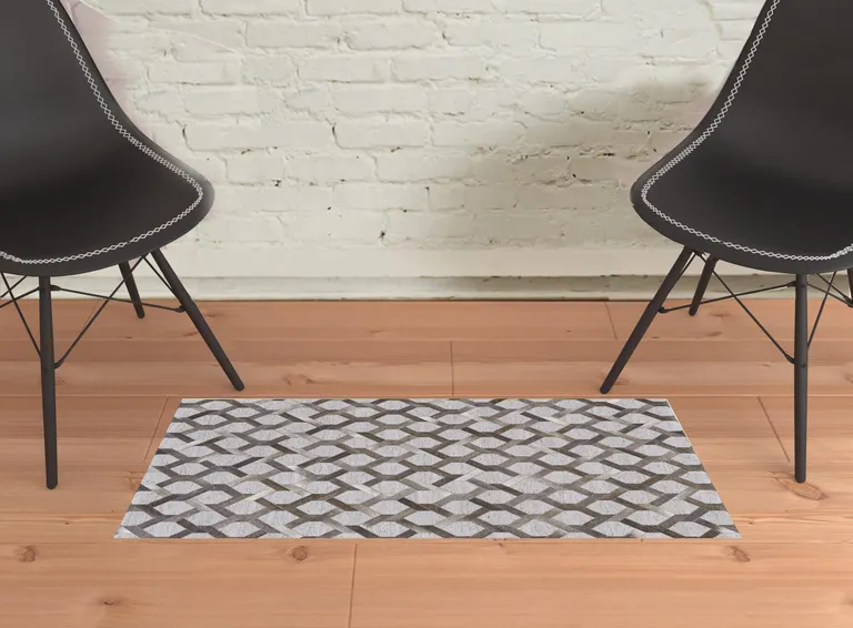 Gray Taupe And Silver Geometric Hand Woven Area Rug Photo 2