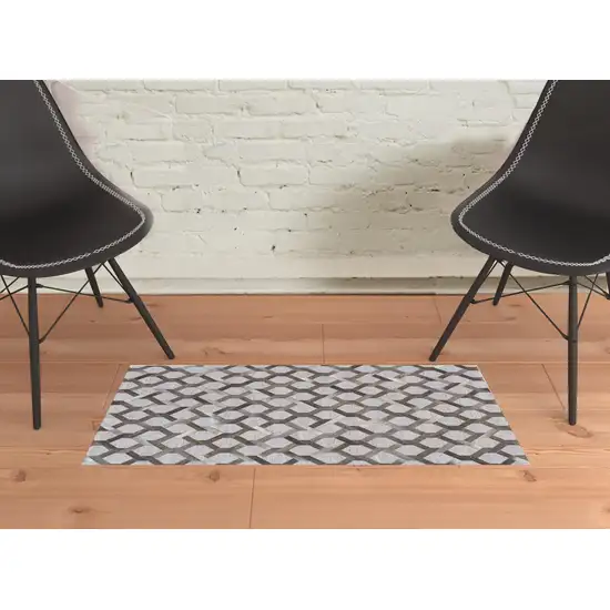 Gray Taupe And Silver Geometric Hand Woven Area Rug Photo 2