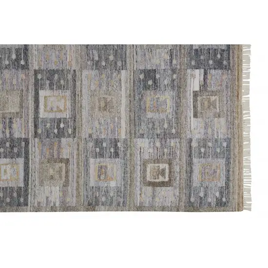 Gray Taupe And Tan Geometric Hand Woven Stain Resistant Area Rug With Fringe Photo 3