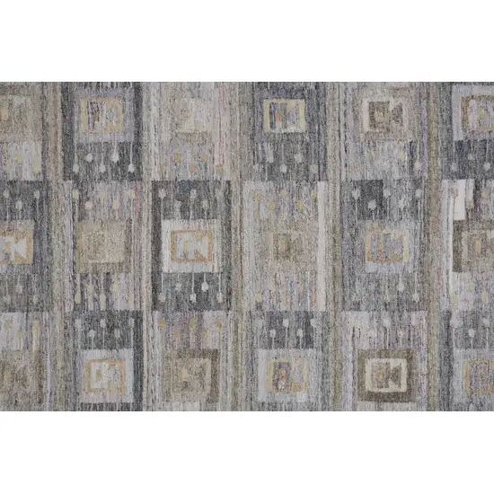 Gray Taupe And Tan Geometric Hand Woven Stain Resistant Area Rug With Fringe Photo 5