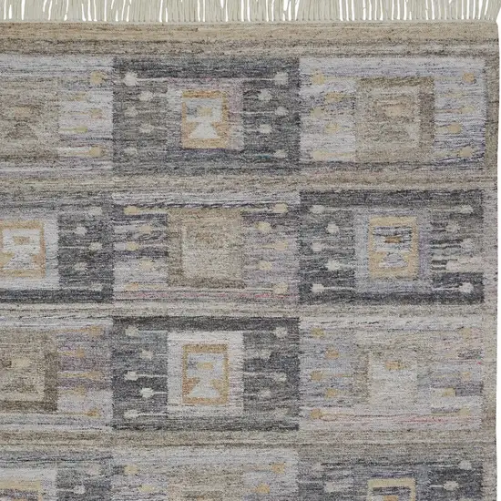 Gray Geometric Hand Woven Area Rug With Fringe Photo 8