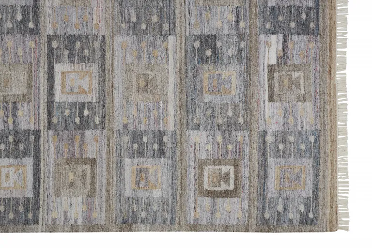 Gray Taupe And Tan Geometric Hand Woven Stain Resistant Area Rug With Fringe Photo 3