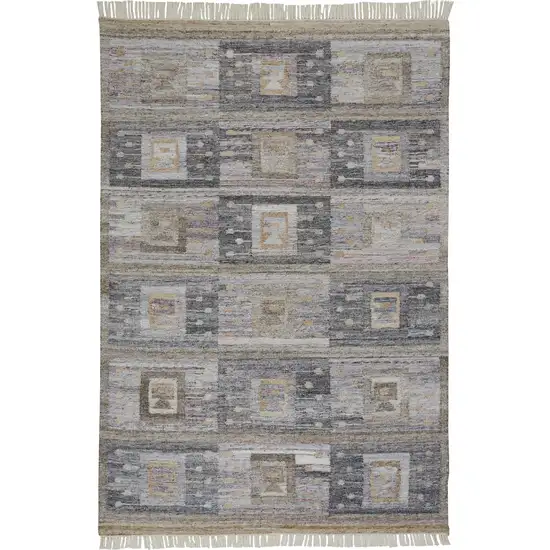 Gray Taupe And Tan Geometric Hand Woven Stain Resistant Area Rug With Fringe Photo 2